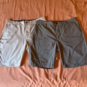 RVCA Men's Hybrid quick dry shorts - 2 pairs in Dk Gray and Lt Gray